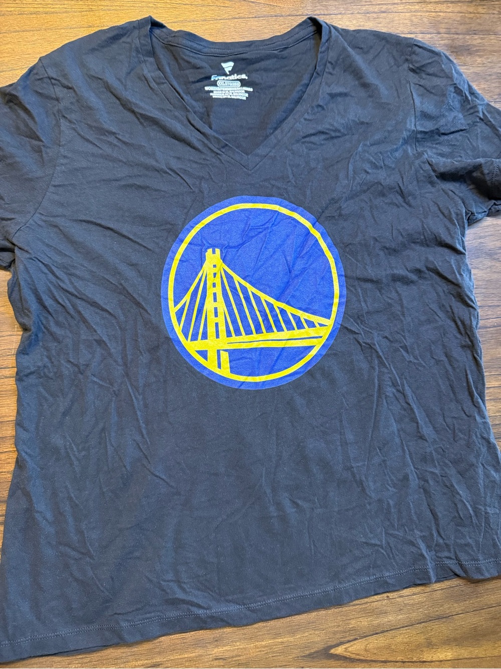 Fanatics Black V-Neck Tee with Blue and Gold Bridge Logo